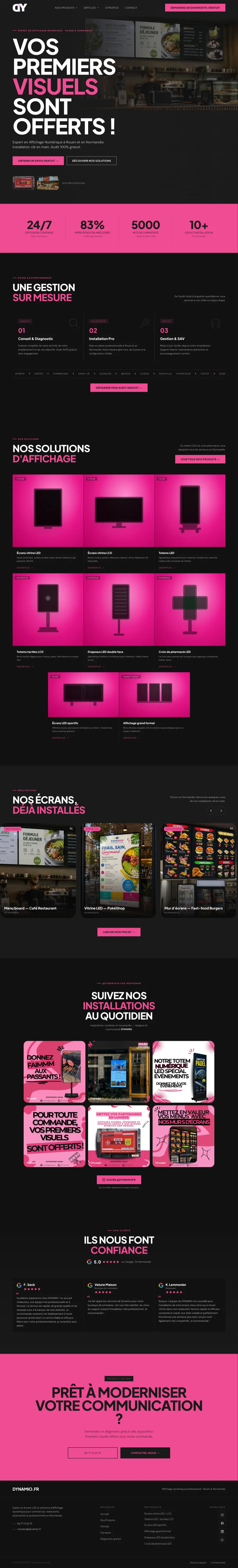 Example site for a digital signage company: solutions, past work and quote requests