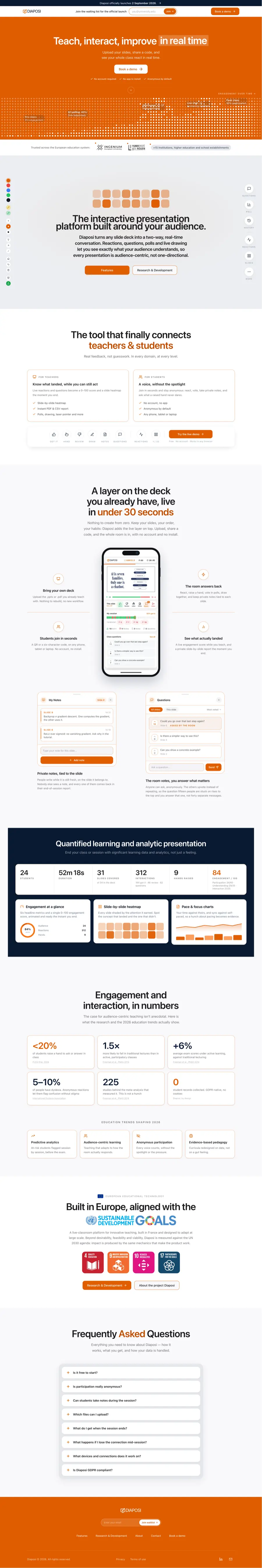 Example site for an online platform: product showcase and sign-up