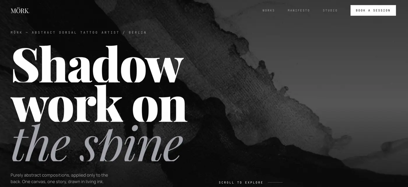 Example site for a tattoo artist: portfolio and contact